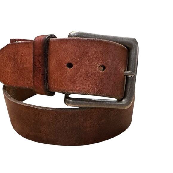 Fossil Men's Size 32 Brown Leather Belt with Silver Buckle - Picture 1 of 7